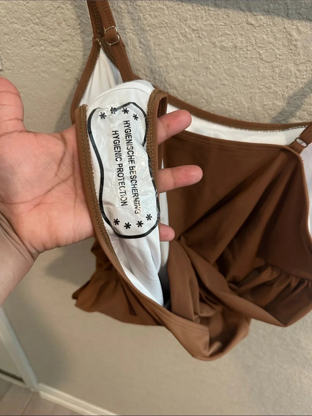 Scoop Neck One-Piece Swimsuit - Brown
